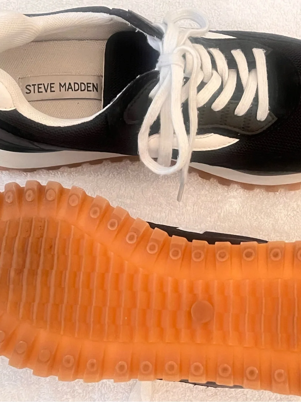 Steve Madden Black and White Women's Lace-Up Sneakers